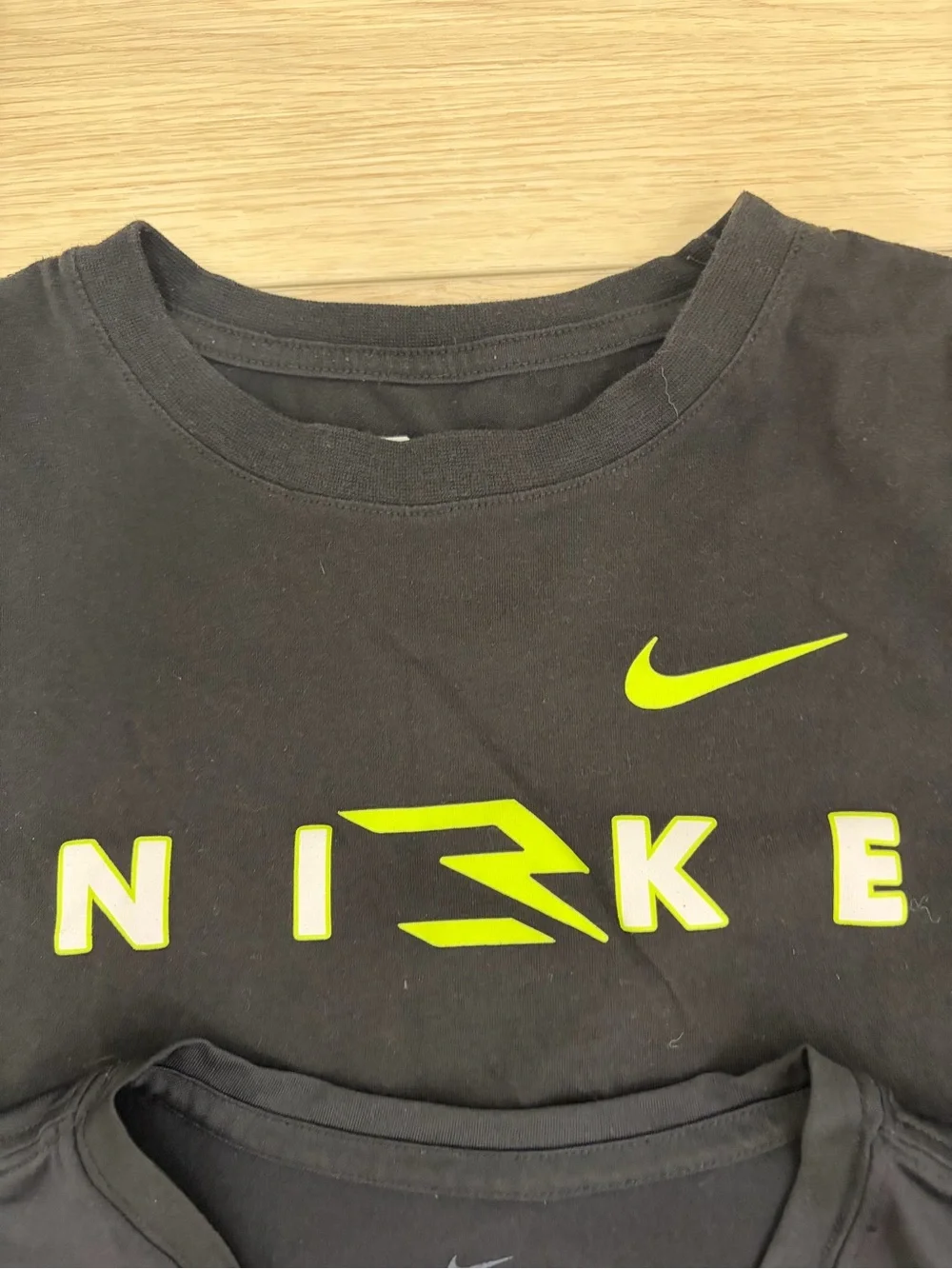 Nike Athletic Sports Boys' Black School Tee lot with Neon Green Swoosh YL